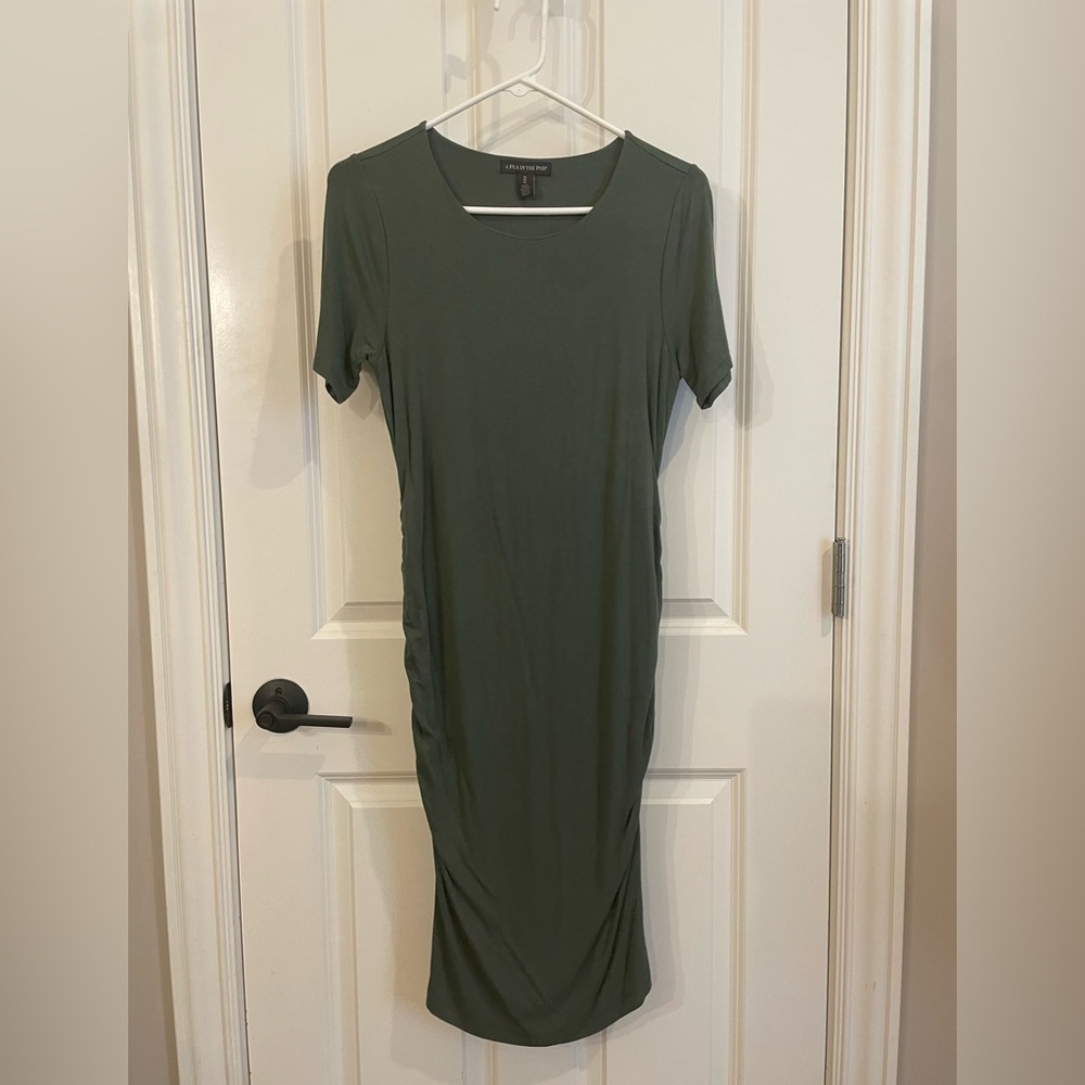 A Pea in the Pod Maternity T shirt Midi Dress - Olive